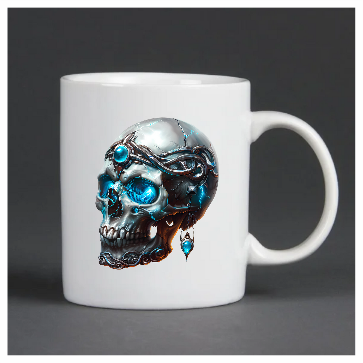 Skull Blue Glowing Metal Dark Ornate Vinyl Sticker Decal