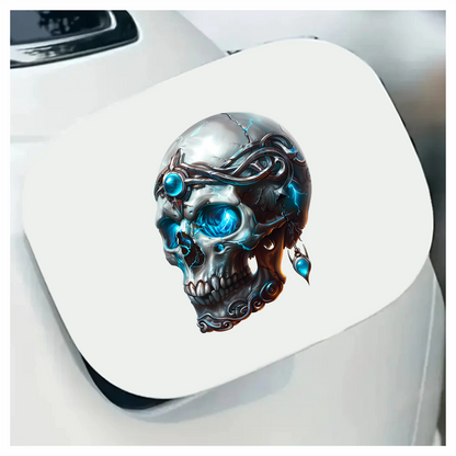 Skull Blue Glowing Metal Dark Ornate Vinyl Sticker Decal