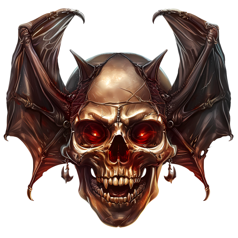 Skull Red Bat Dark Metal Vinyl Sticker Decal