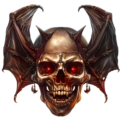 Skull Red Bat Dark Metal Vinyl Sticker Decal