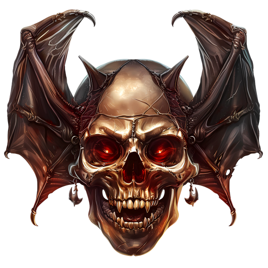 Skull Red Bat Dark Metal Vinyl Sticker Decal