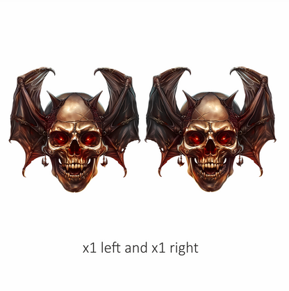Skull Red Bat Dark Metal Vinyl Sticker Decal
