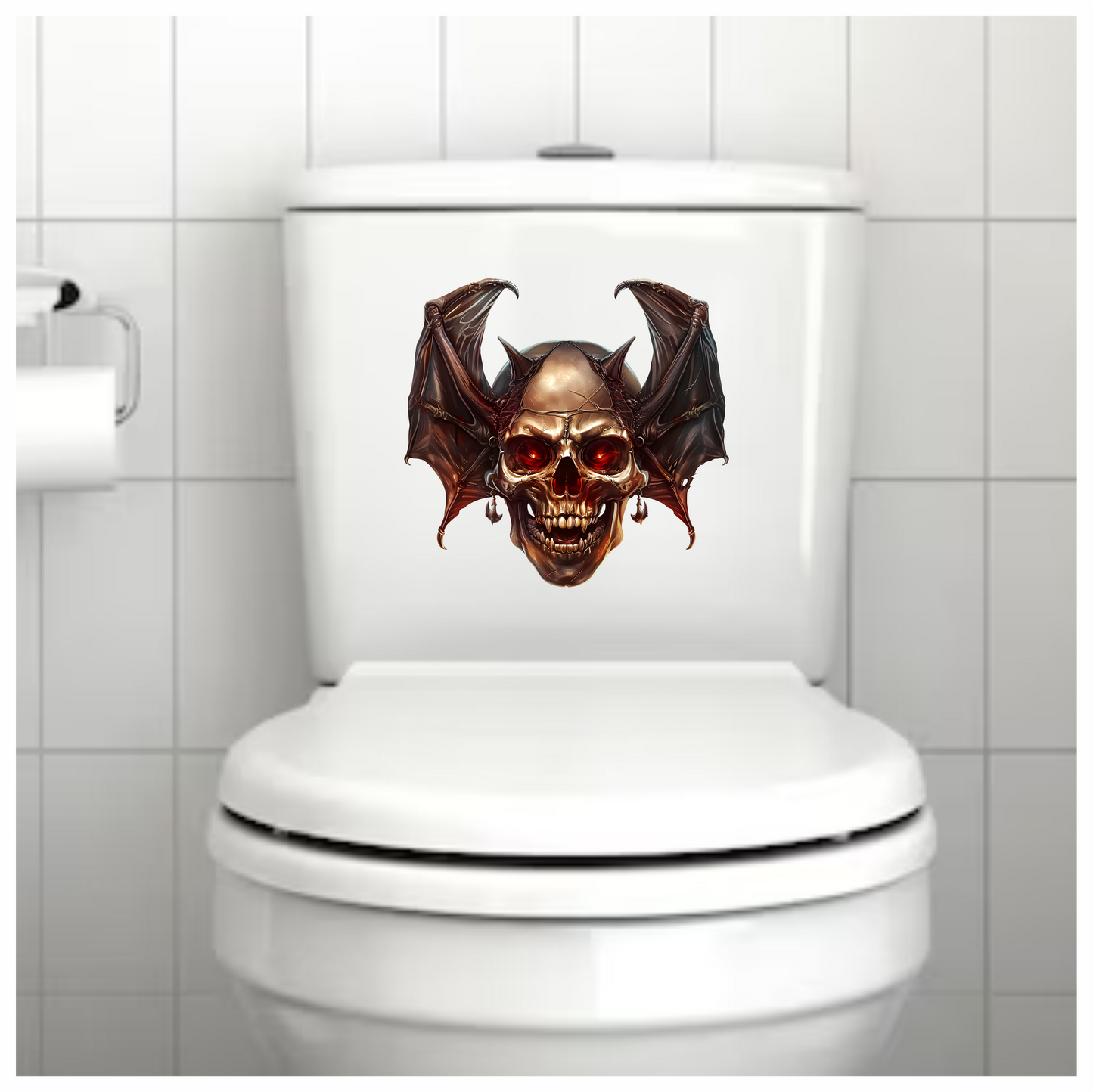 Skull Red Bat Dark Metal Vinyl Sticker Decal