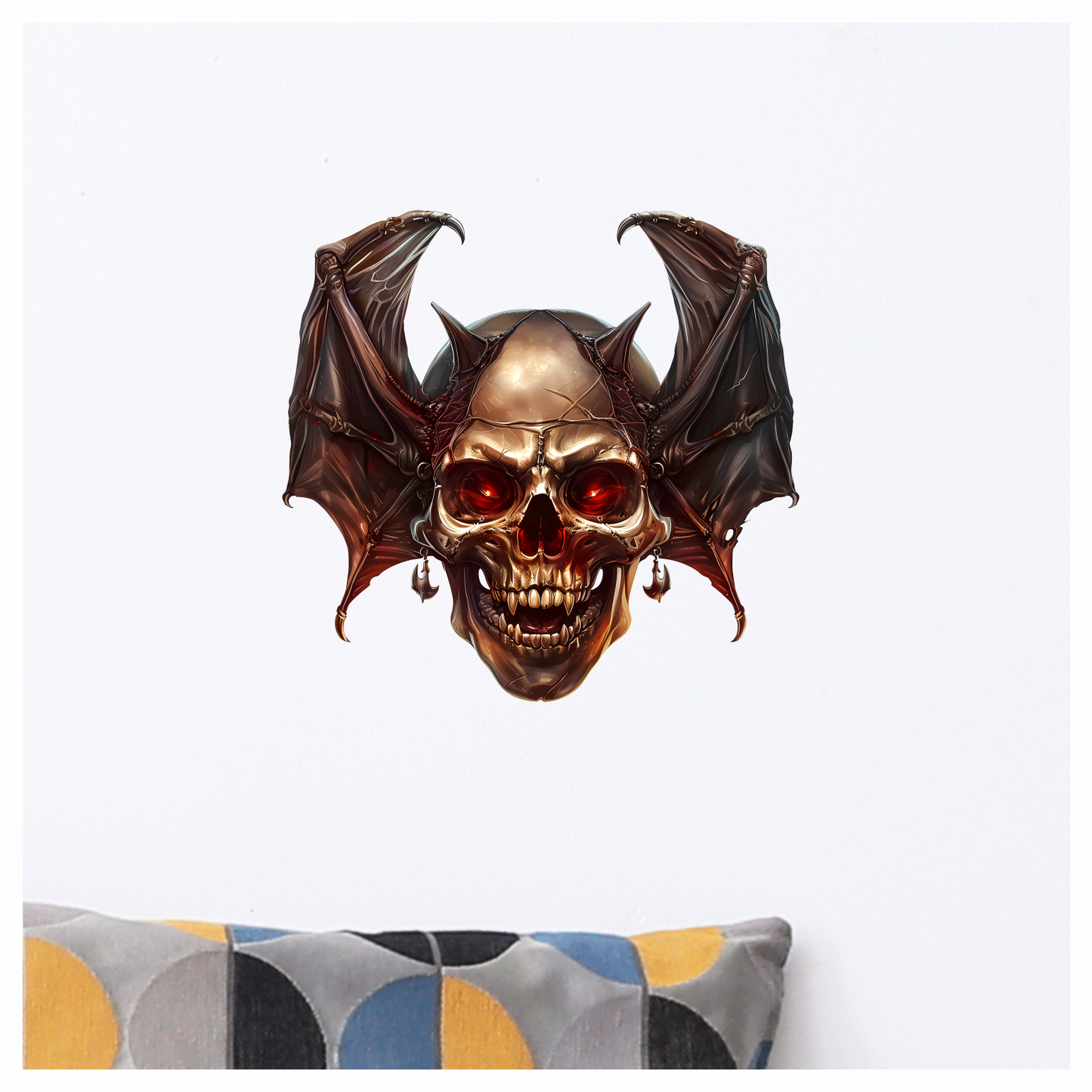 Skull Red Bat Dark Metal Vinyl Sticker Decal