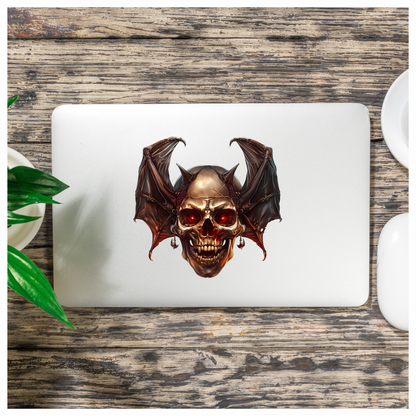 Skull Red Bat Dark Metal Vinyl Sticker Decal