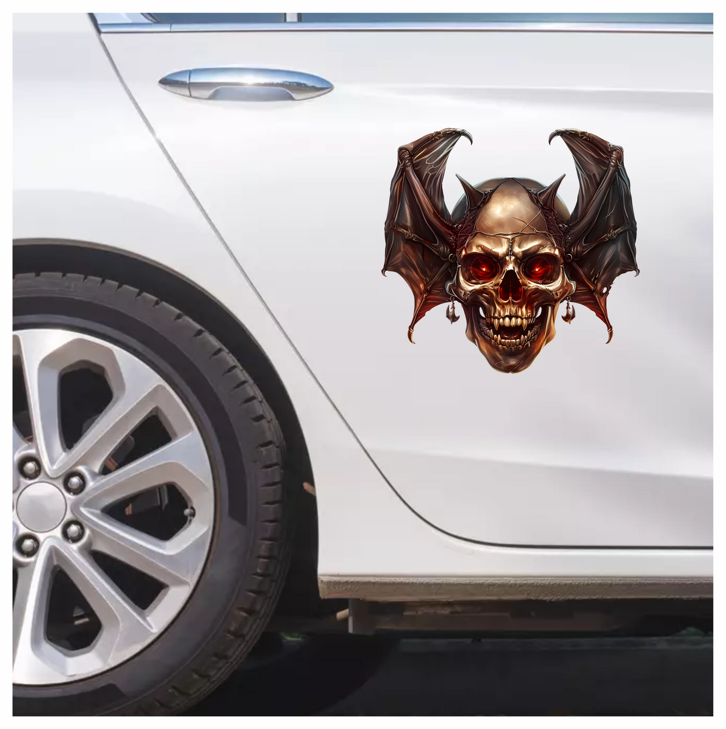 Skull Red Bat Dark Metal Vinyl Sticker Decal