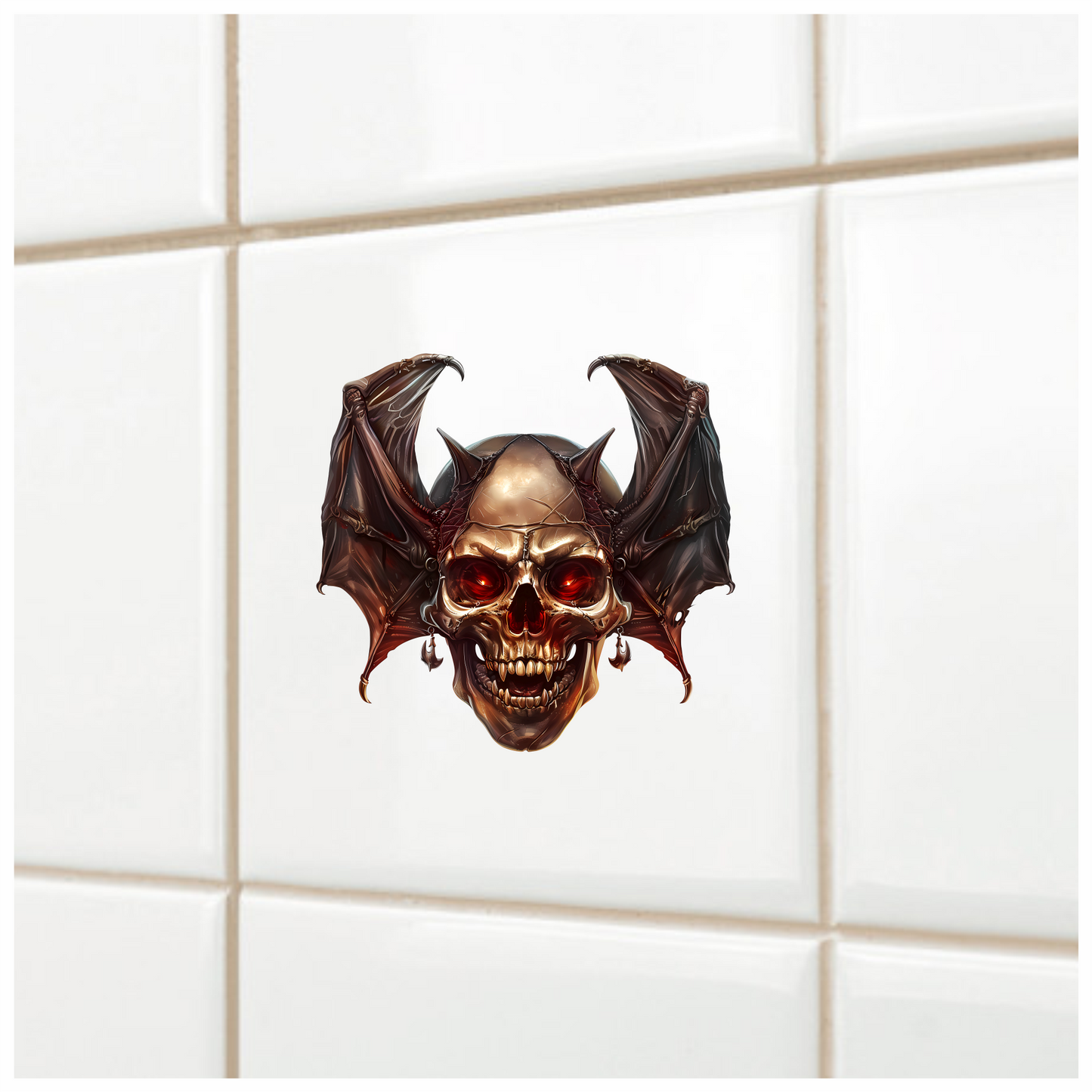 Skull Red Bat Dark Metal Vinyl Sticker Decal