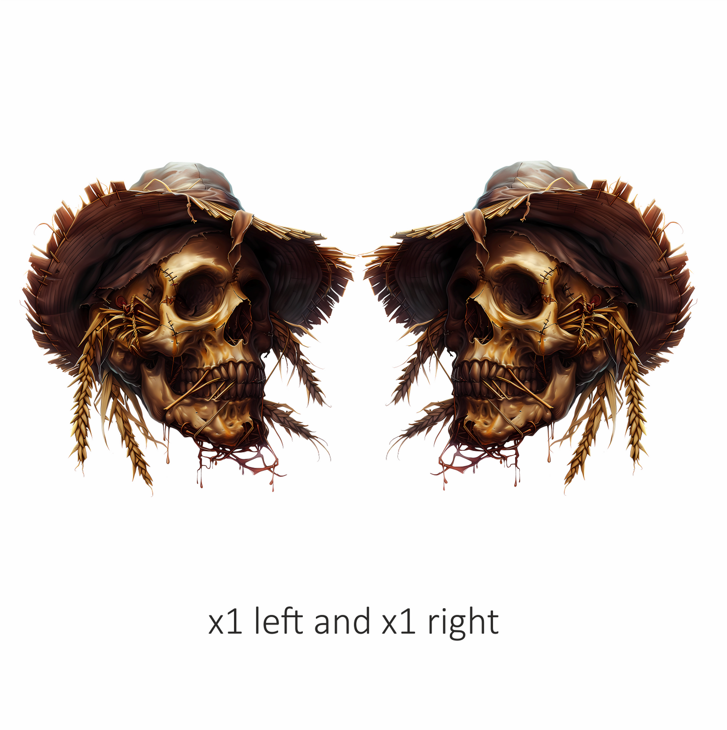 Skull Hat Stitched Straw Brown Vinyl Sticker Decal