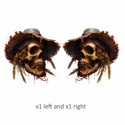 Skull Hat Stitched Straw Brown Vinyl Sticker Decal