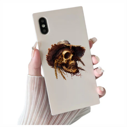 Skull Hat Stitched Straw Brown Vinyl Sticker Decal