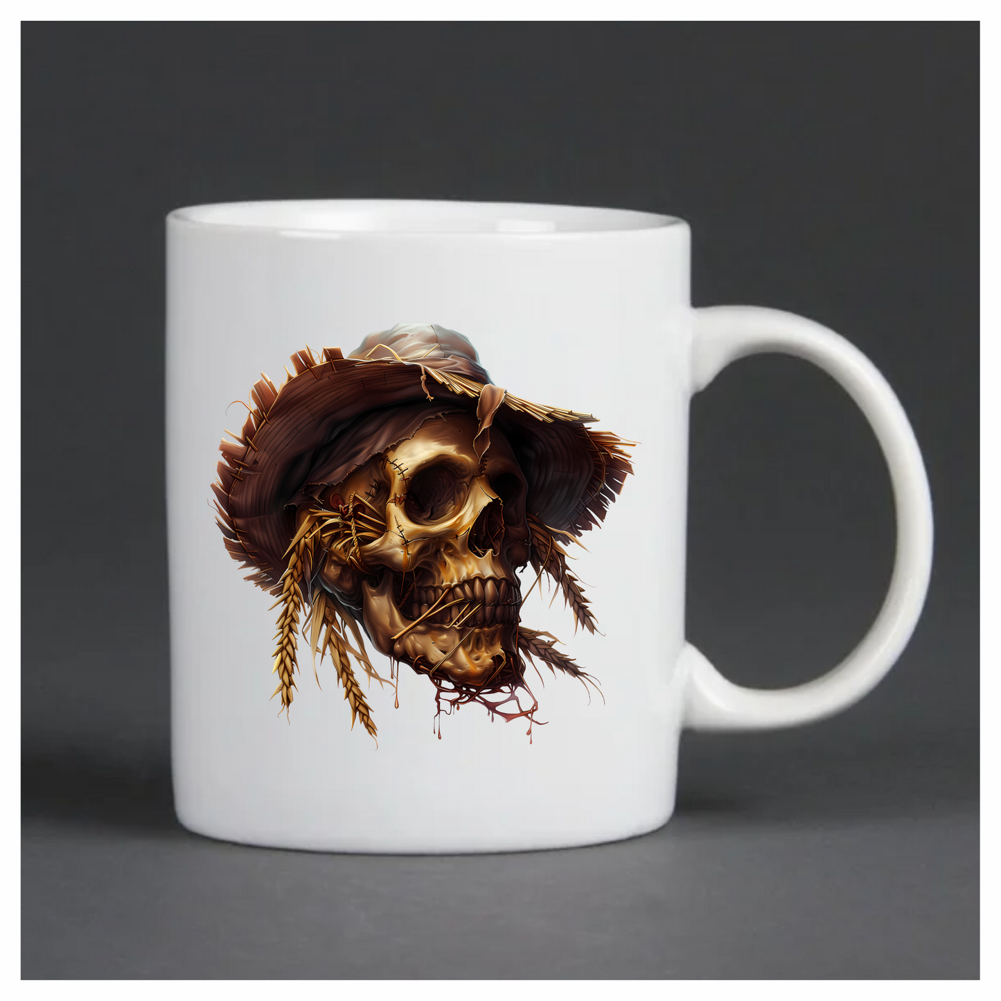Skull Hat Stitched Straw Brown Vinyl Sticker Decal