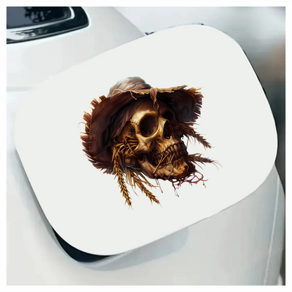 Skull Hat Stitched Straw Brown Vinyl Sticker Decal