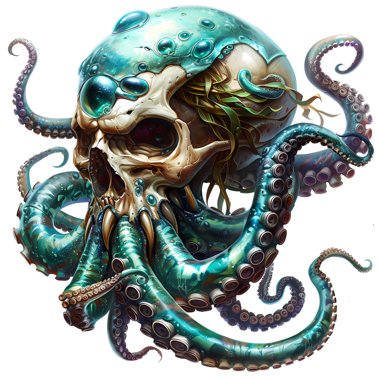 Skull Octopus Blue Tentacles Sea Vinyl Sticker Decal
