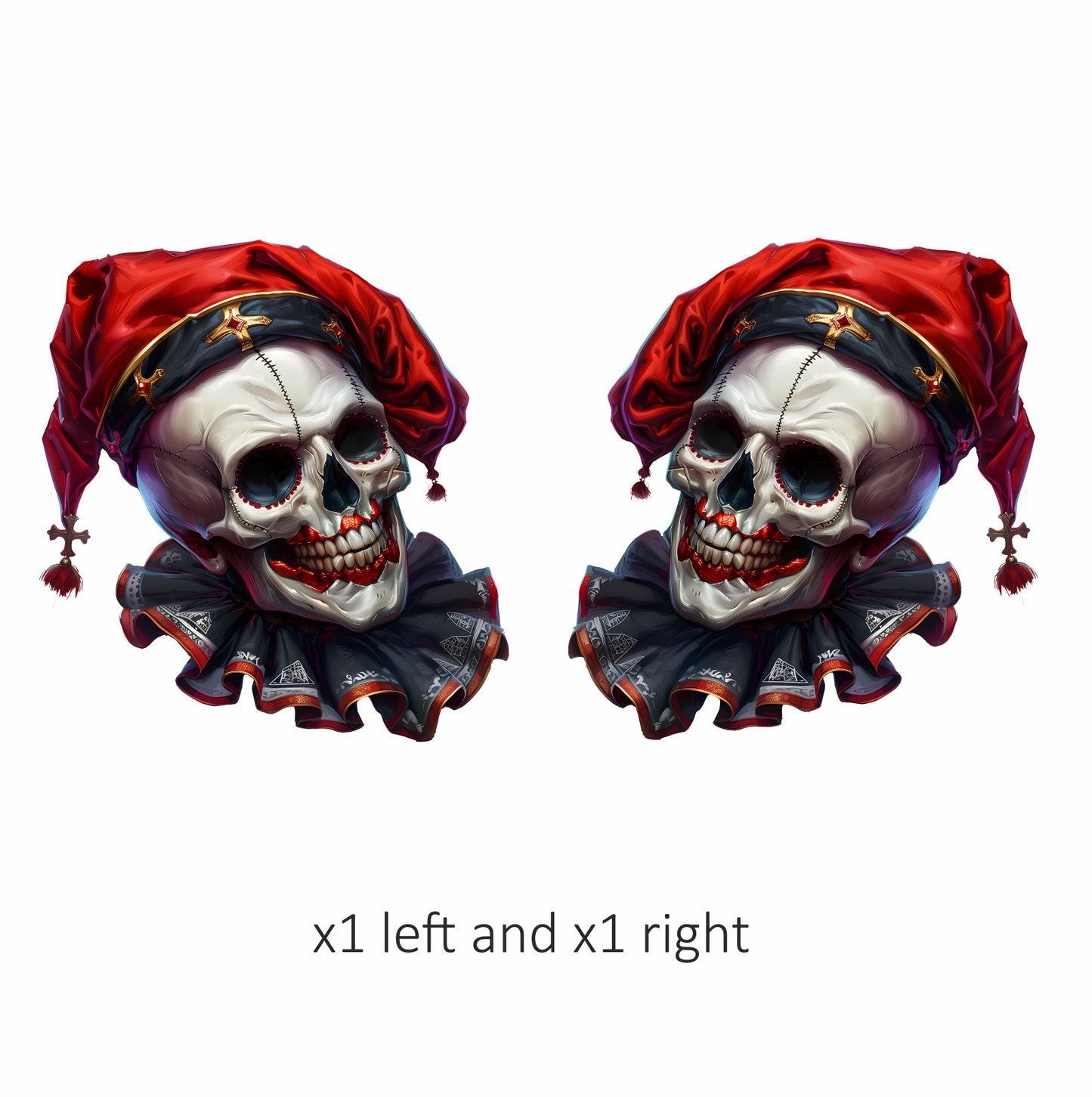 Skull Red Hat Ruffled Black Teeth Vinyl Sticker Decal