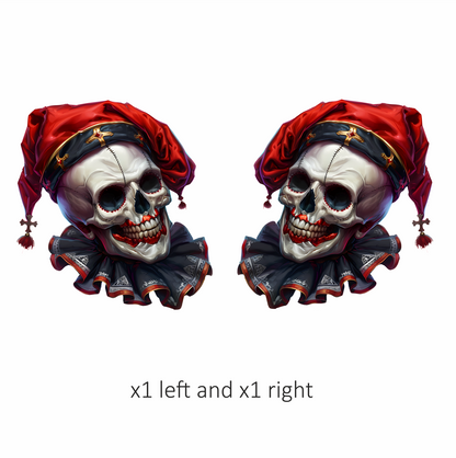 Skull Red Hat Ruffled Black Teeth Vinyl Sticker Decal