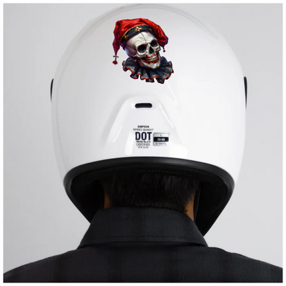 Skull Red Hat Ruffled Black Teeth Vinyl Sticker Decal