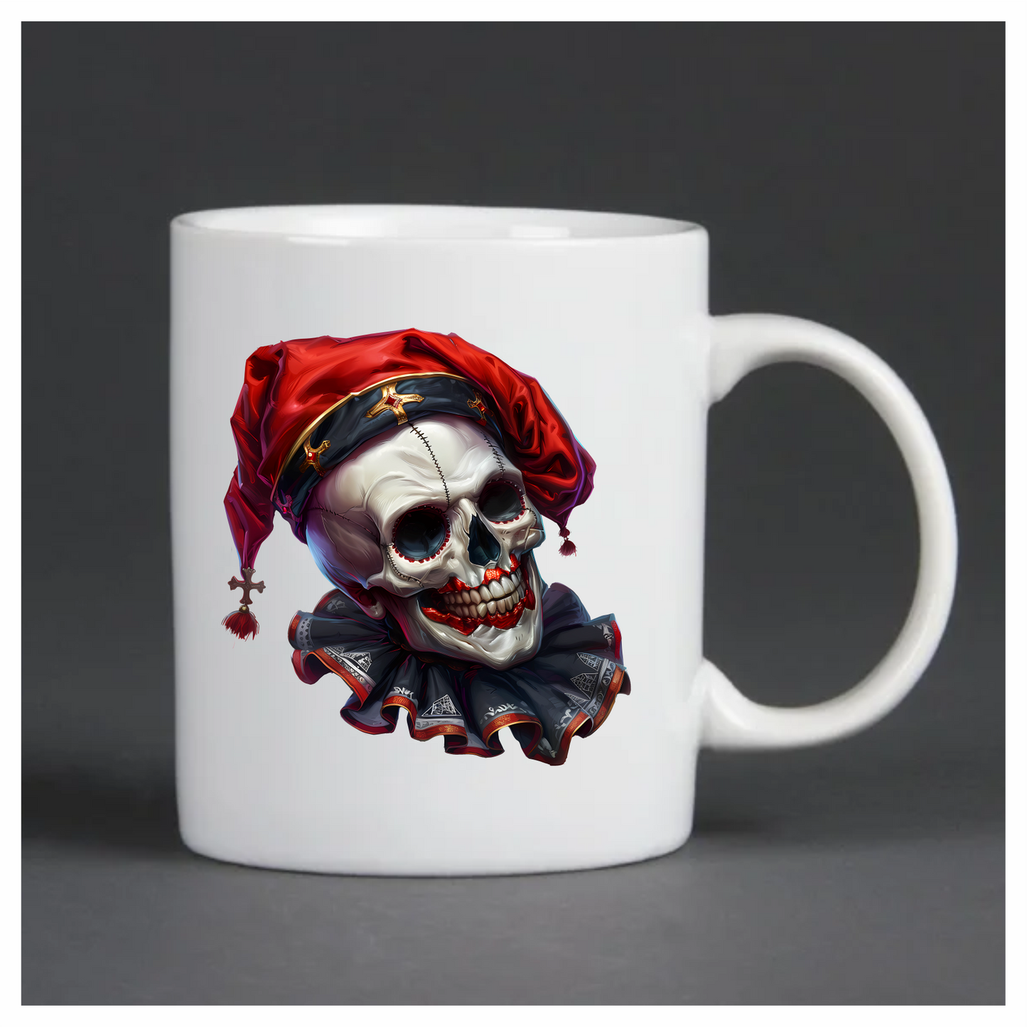 Skull Red Hat Ruffled Black Teeth Vinyl Sticker Decal