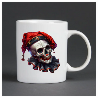 Skull Red Hat Ruffled Black Teeth Vinyl Sticker Decal
