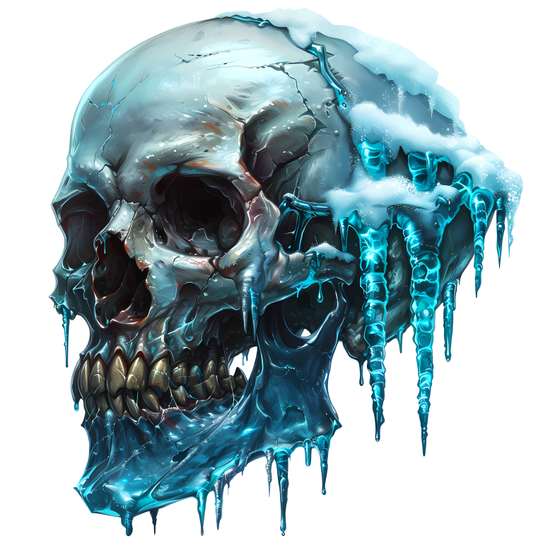 Skull Ice Cold Blue Frozen Teeth Vinyl Sticker Decal
