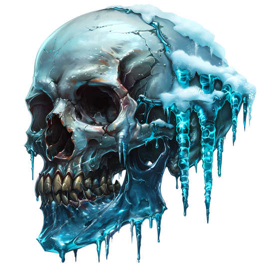 Skull Ice Cold Blue Frozen Teeth Vinyl Sticker Decal