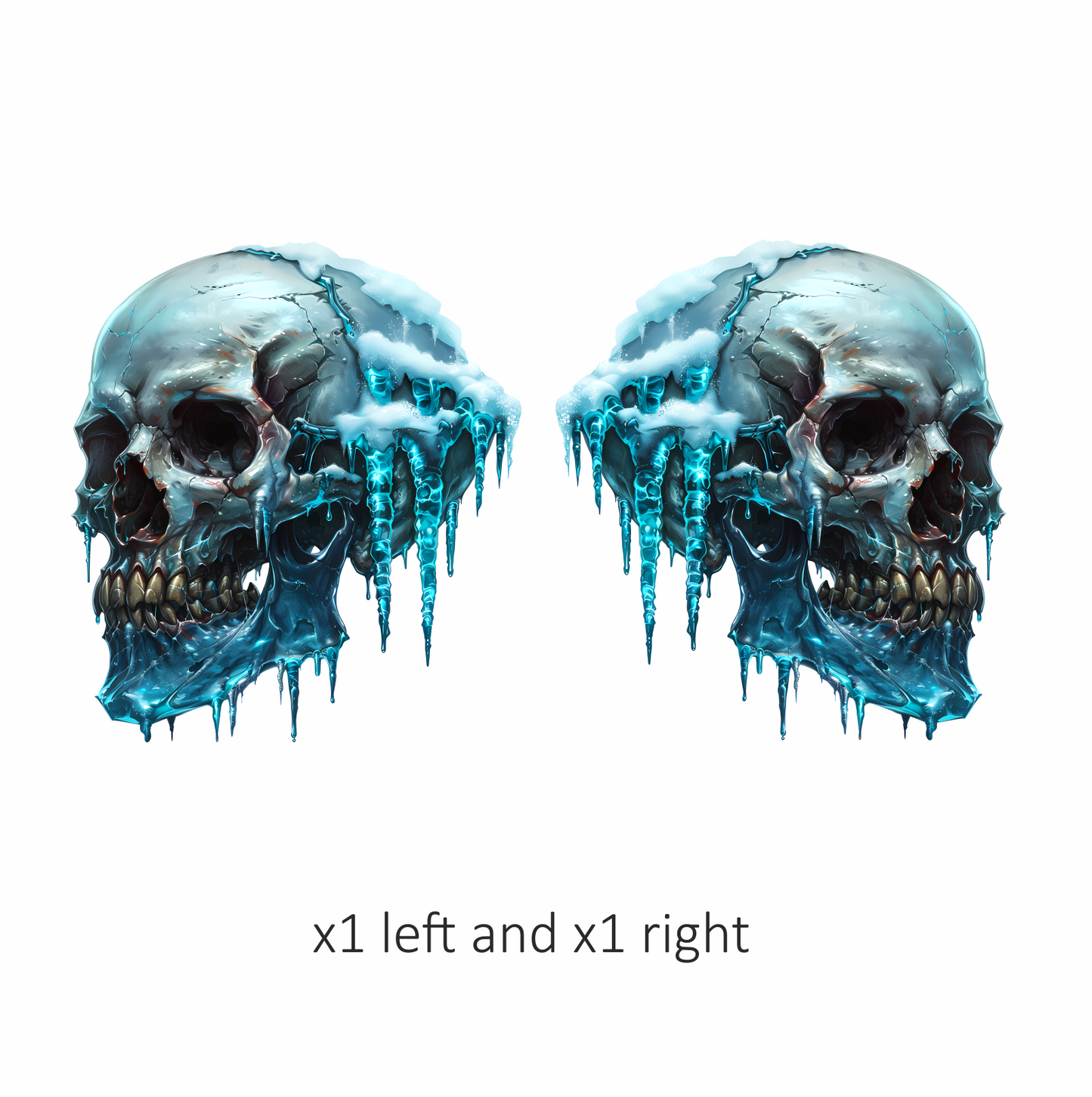 Skull Ice Cold Blue Frozen Teeth Vinyl Sticker Decal