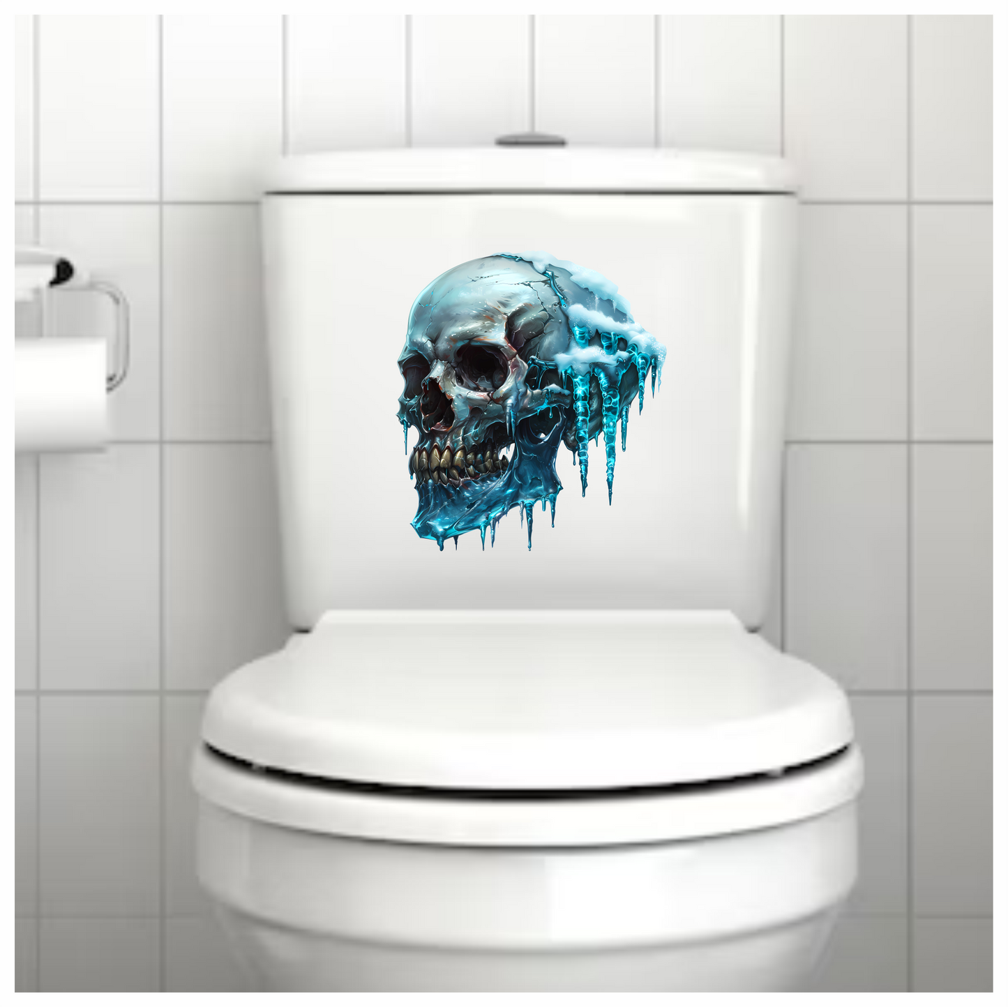Skull Ice Cold Blue Frozen Teeth Vinyl Sticker Decal