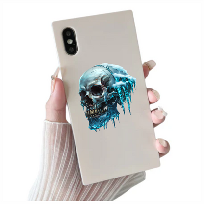 Skull Ice Cold Blue Frozen Teeth Vinyl Sticker Decal