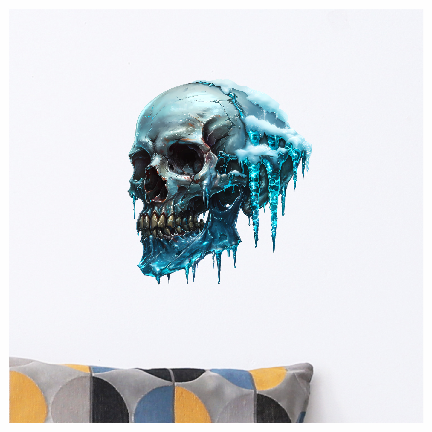 Skull Ice Cold Blue Frozen Teeth Vinyl Sticker Decal