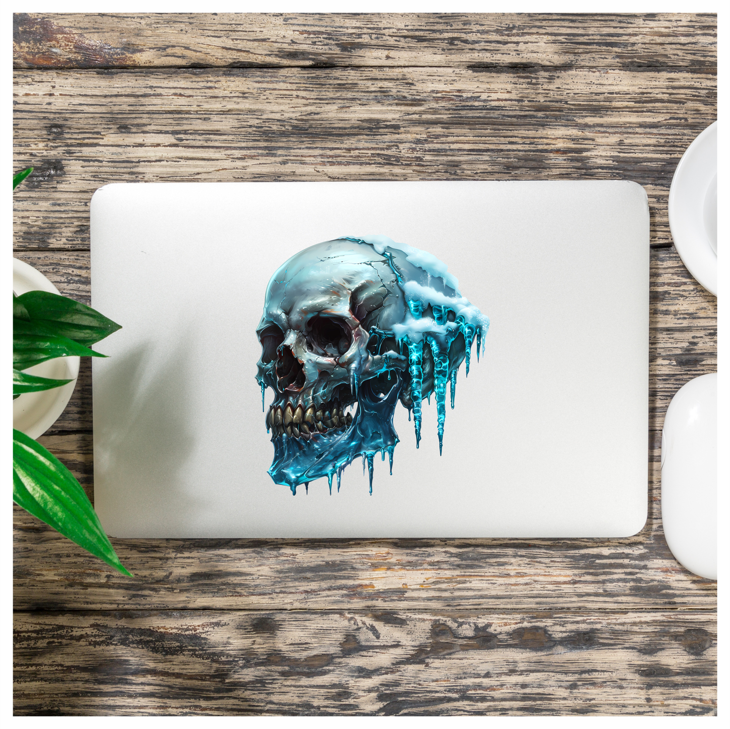 Skull Ice Cold Blue Frozen Teeth Vinyl Sticker Decal