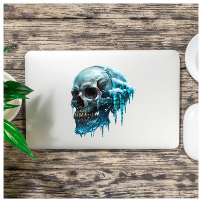 Skull Ice Cold Blue Frozen Teeth Vinyl Sticker Decal