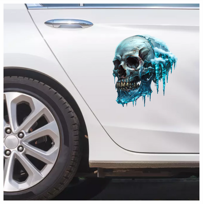 Skull Ice Cold Blue Frozen Teeth Vinyl Sticker Decal