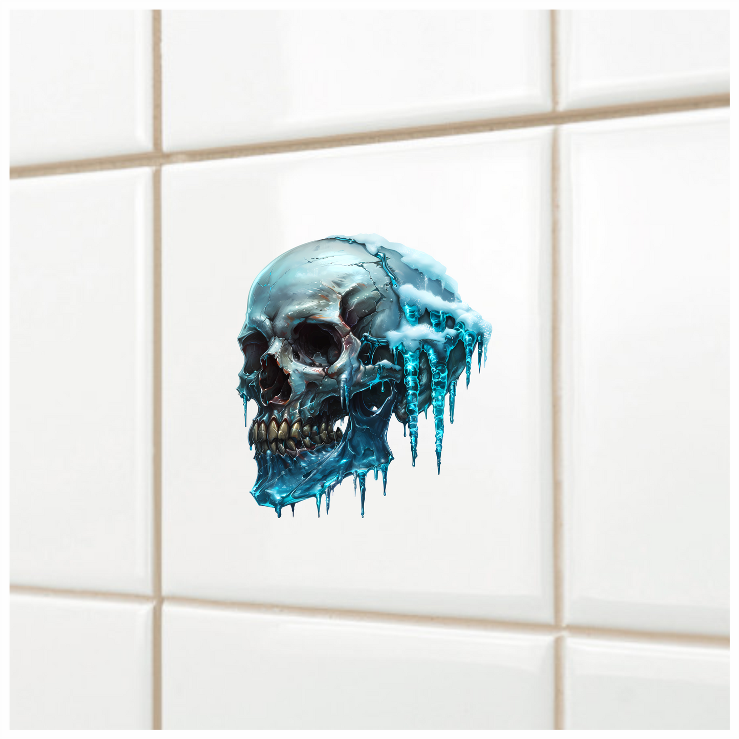 Skull Ice Cold Blue Frozen Teeth Vinyl Sticker Decal