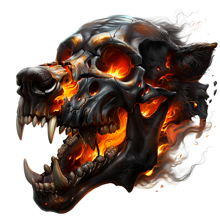 Skull Fire Wolf Black Vinyl Sticker Decal