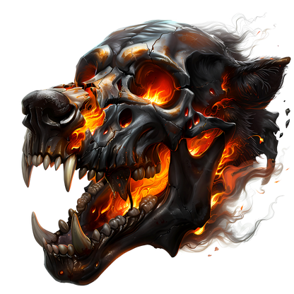 Skull Fire Wolf Black Vinyl Sticker Decal