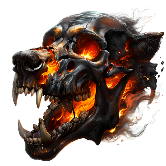 Skull Fire Wolf Black Vinyl Sticker Decal