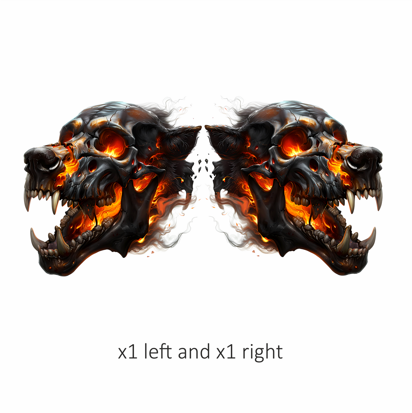 Skull Fire Wolf Black Vinyl Sticker Decal