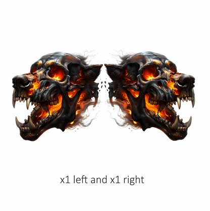 Skull Fire Wolf Black Vinyl Sticker Decal