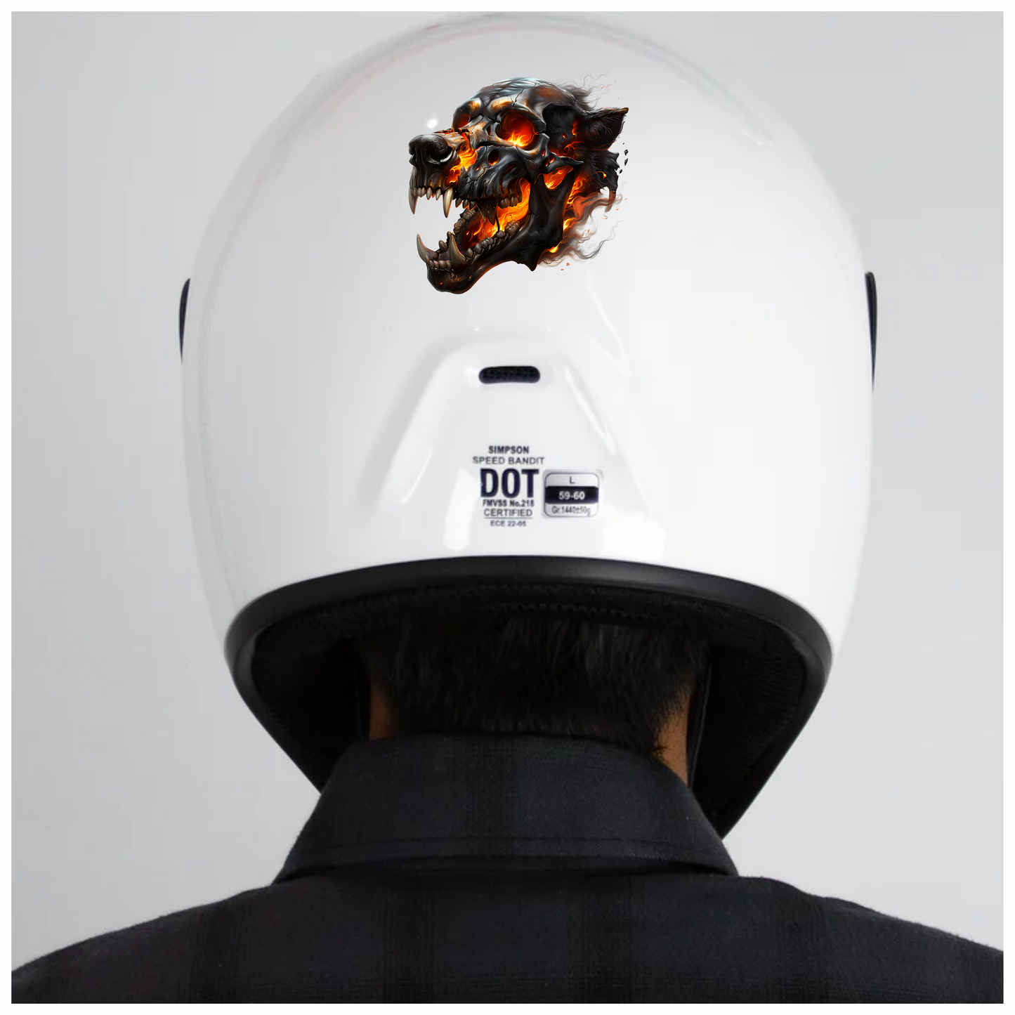 Skull Fire Wolf Black Vinyl Sticker Decal
