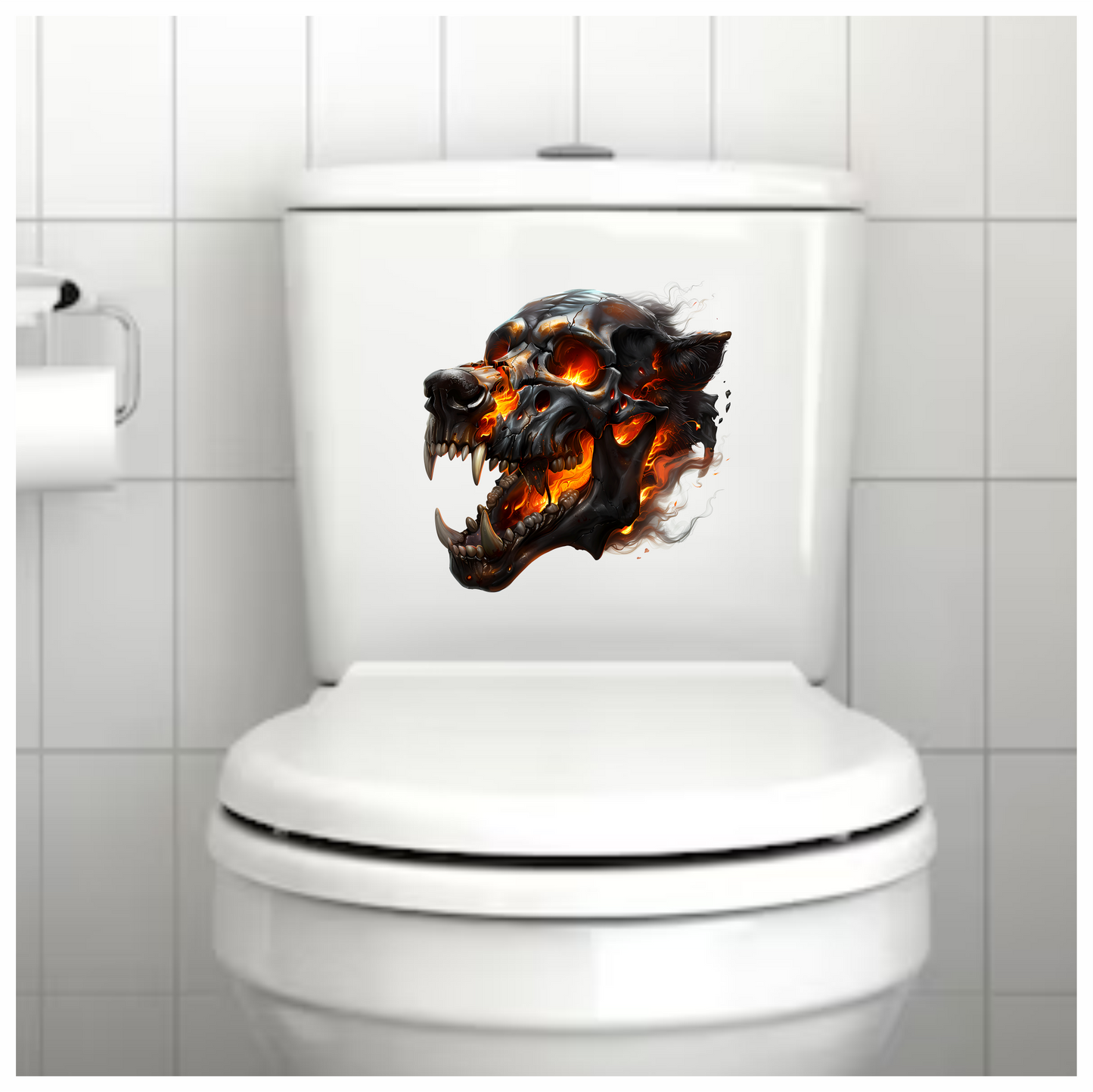 Skull Fire Wolf Black Vinyl Sticker Decal