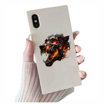 Skull Fire Wolf Black Vinyl Sticker Decal