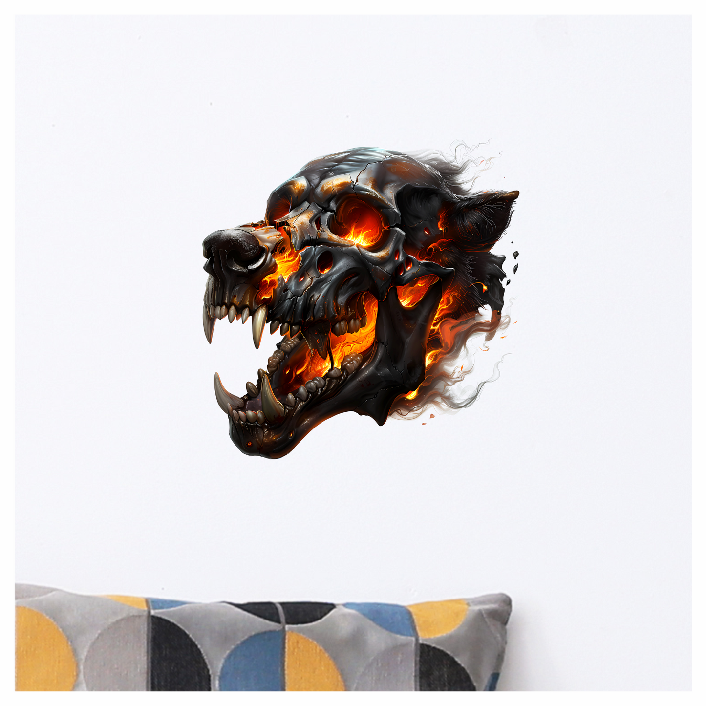 Skull Fire Wolf Black Vinyl Sticker Decal