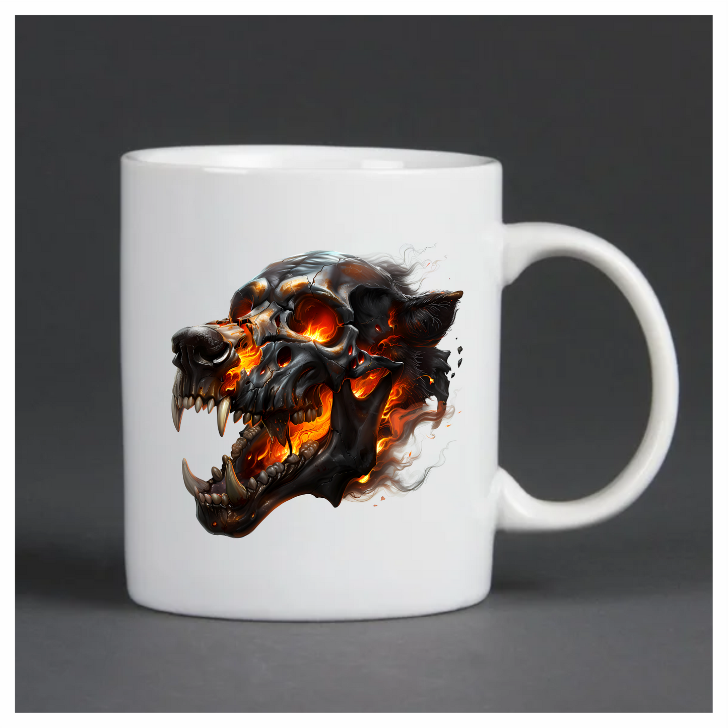 Skull Fire Wolf Black Vinyl Sticker Decal