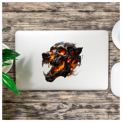 Skull Fire Wolf Black Vinyl Sticker Decal