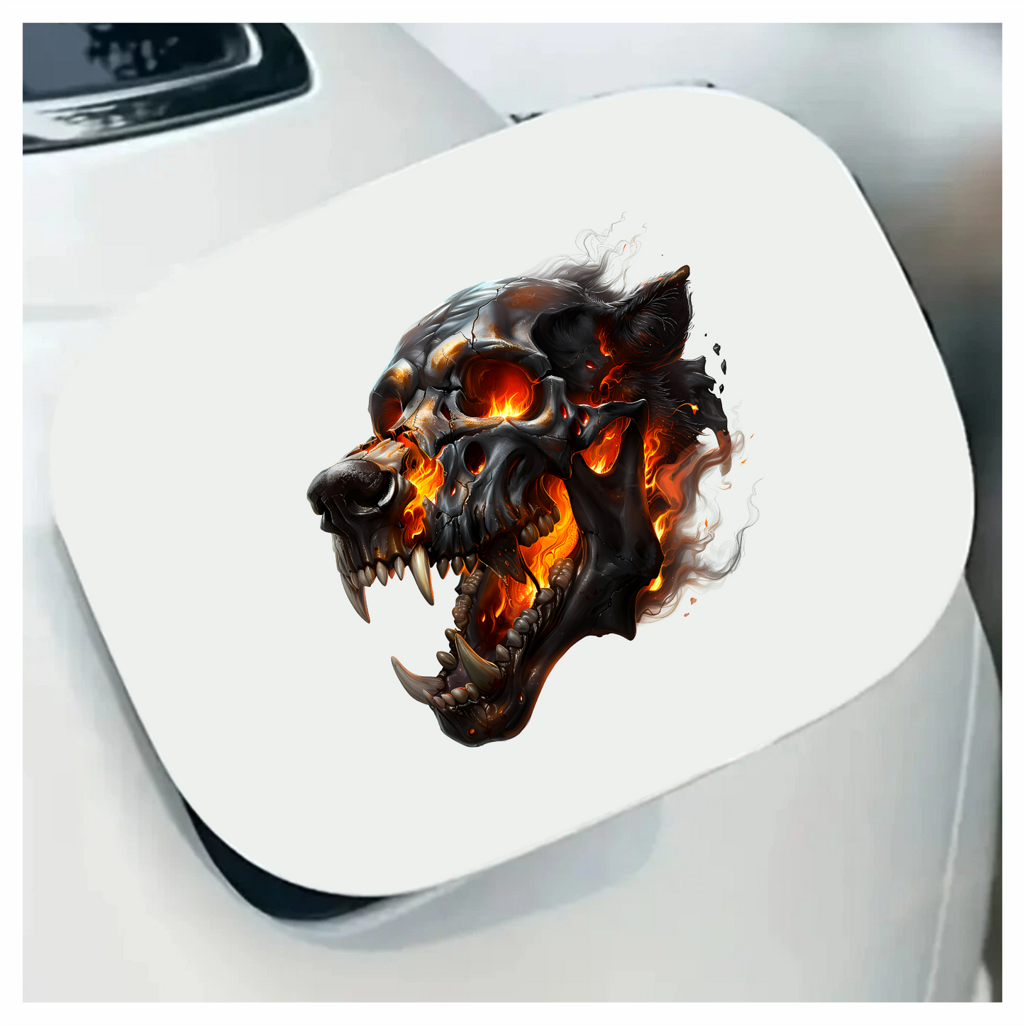 Skull Fire Wolf Black Vinyl Sticker Decal