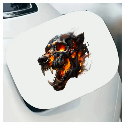 Skull Fire Wolf Black Vinyl Sticker Decal