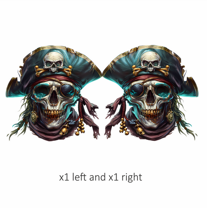 Skull Pirate Hat Gold Blue Vinyl Sticker Decal