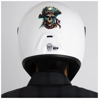 Skull Pirate Hat Gold Blue Vinyl Sticker Decal