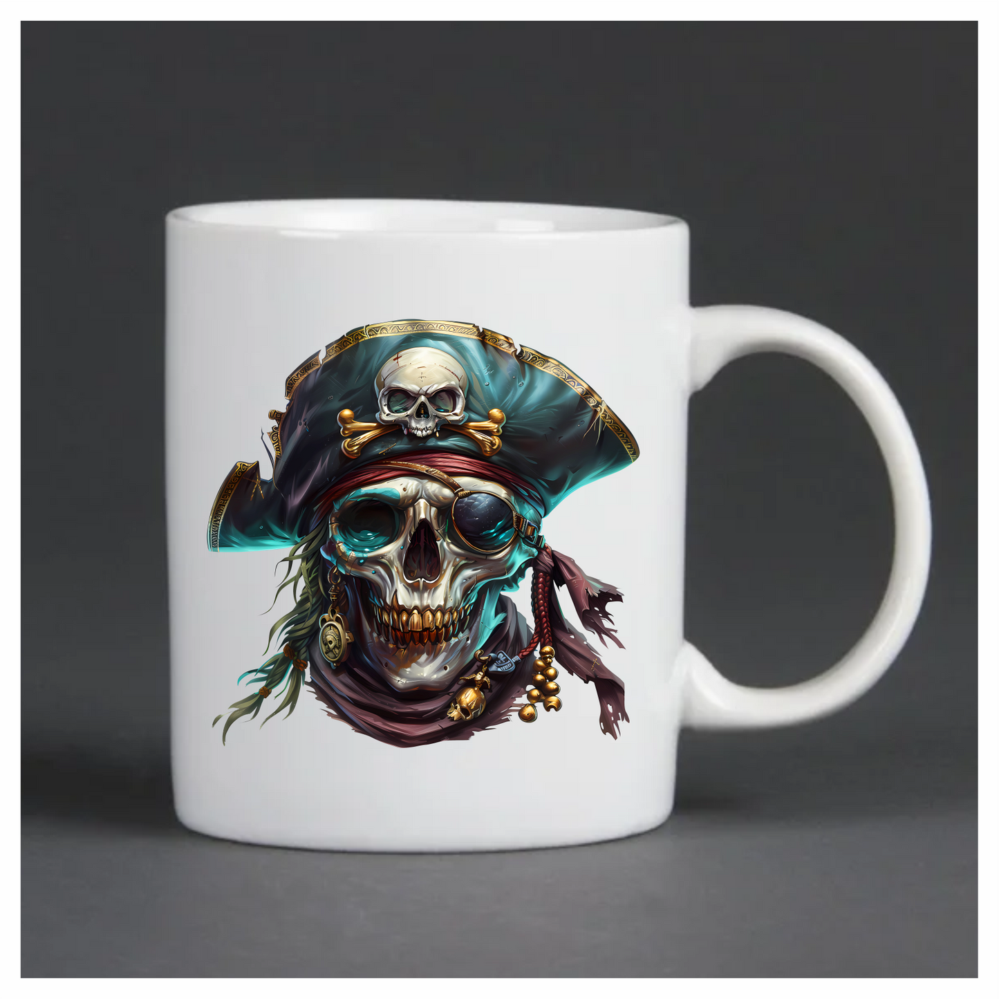 Skull Pirate Hat Gold Blue Vinyl Sticker Decal