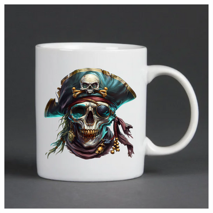 Skull Pirate Hat Gold Blue Vinyl Sticker Decal