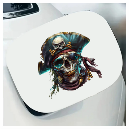 Skull Pirate Hat Gold Blue Vinyl Sticker Decal